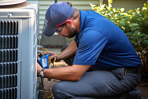 http://HVAC%20technician%20servicing%20a%20unit%20outside%20a%20Tarrytown%20home