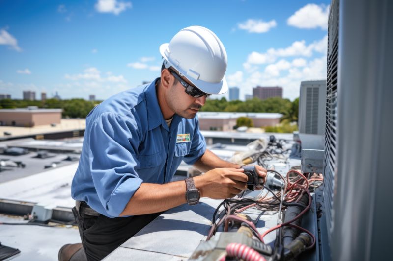 http://Commercial%20HVAC%20Technician%20Working%20On%20Roof