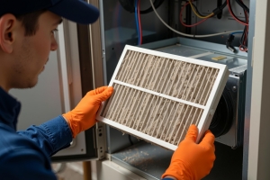 Expert Removing Dirty Furnace Air Filter