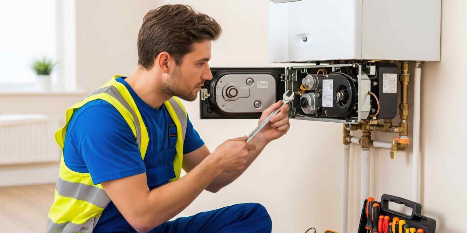 Technician Repairing Boiler for Safe and Efficient Operation