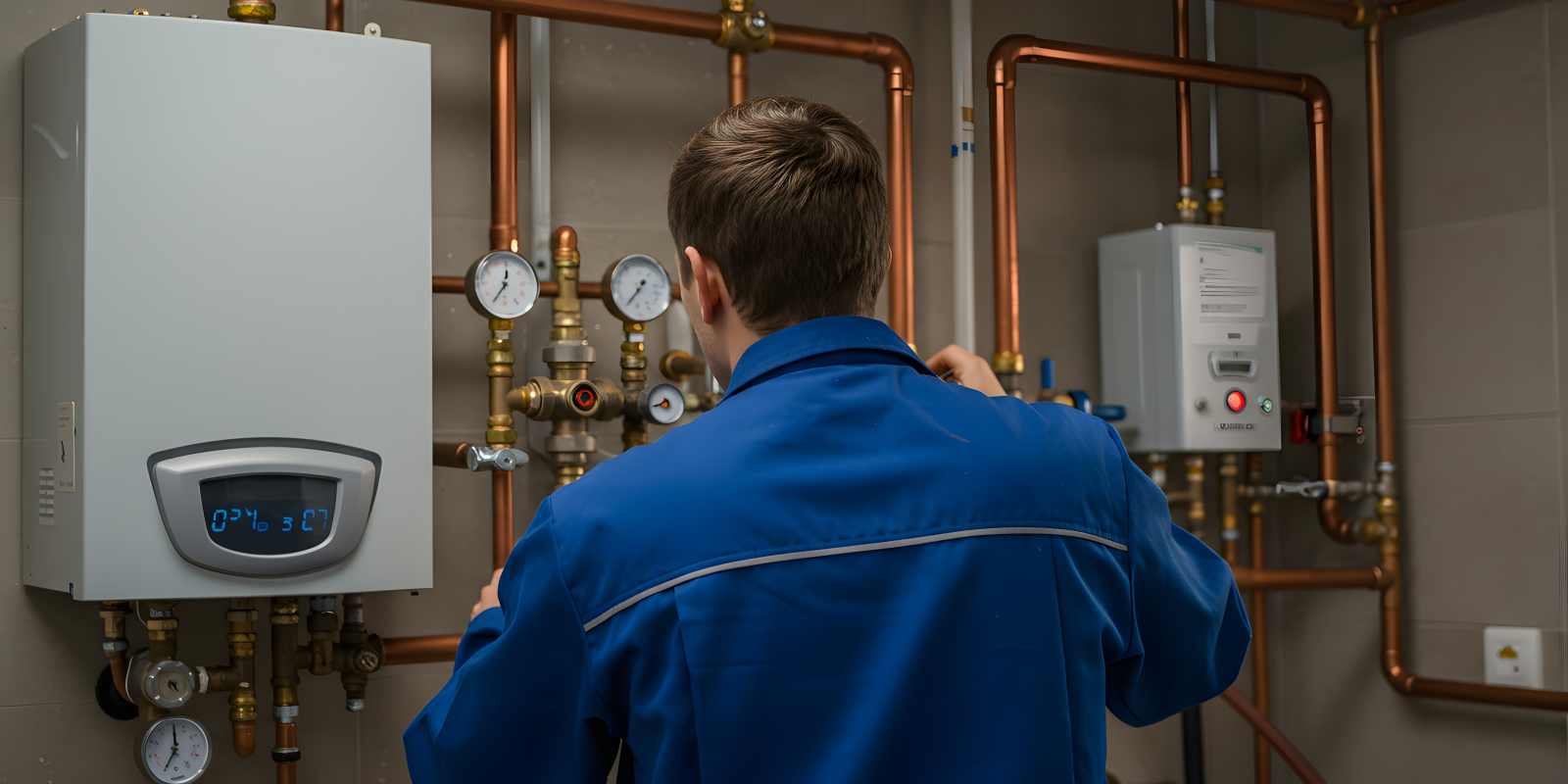 Technician Servicing Modern Boiler System for Smooth Running