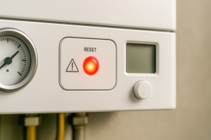 Home- HVAC System with A Red Warning Light