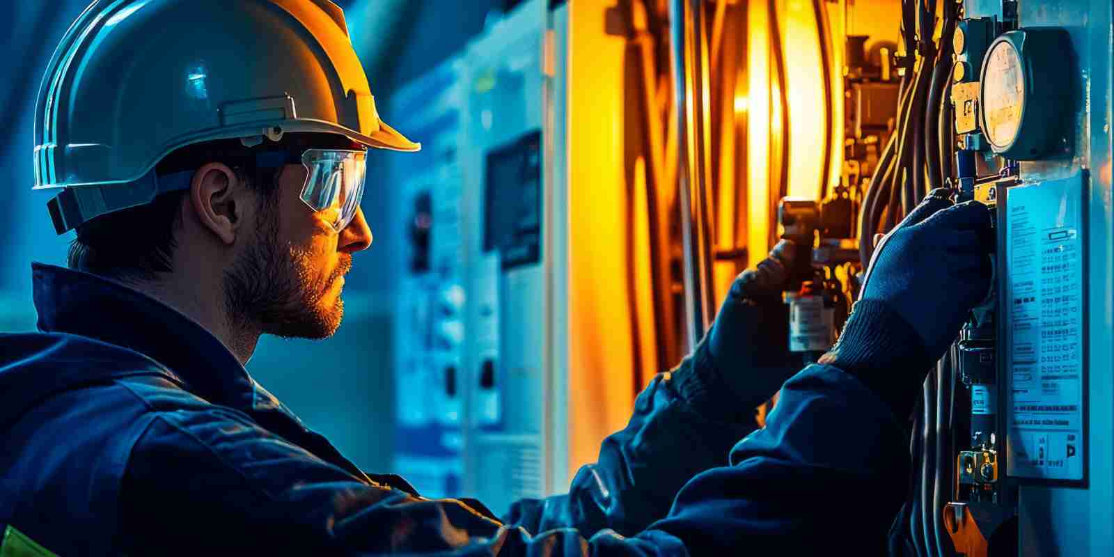 Technician Checking an Industrial HVAC System for Repair