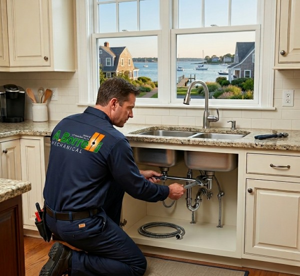 Plumber working on a sink in Rye, NY 
