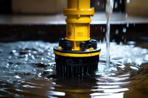 Sump Pump Pumping Water out of a Bat for Moisture Control