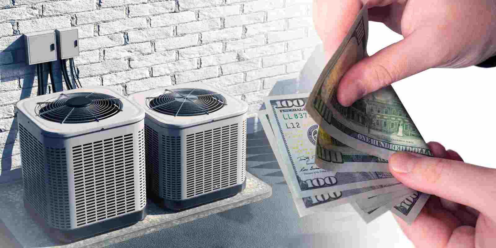 Person Counting Money for Purchasing Heat Pump in NY State