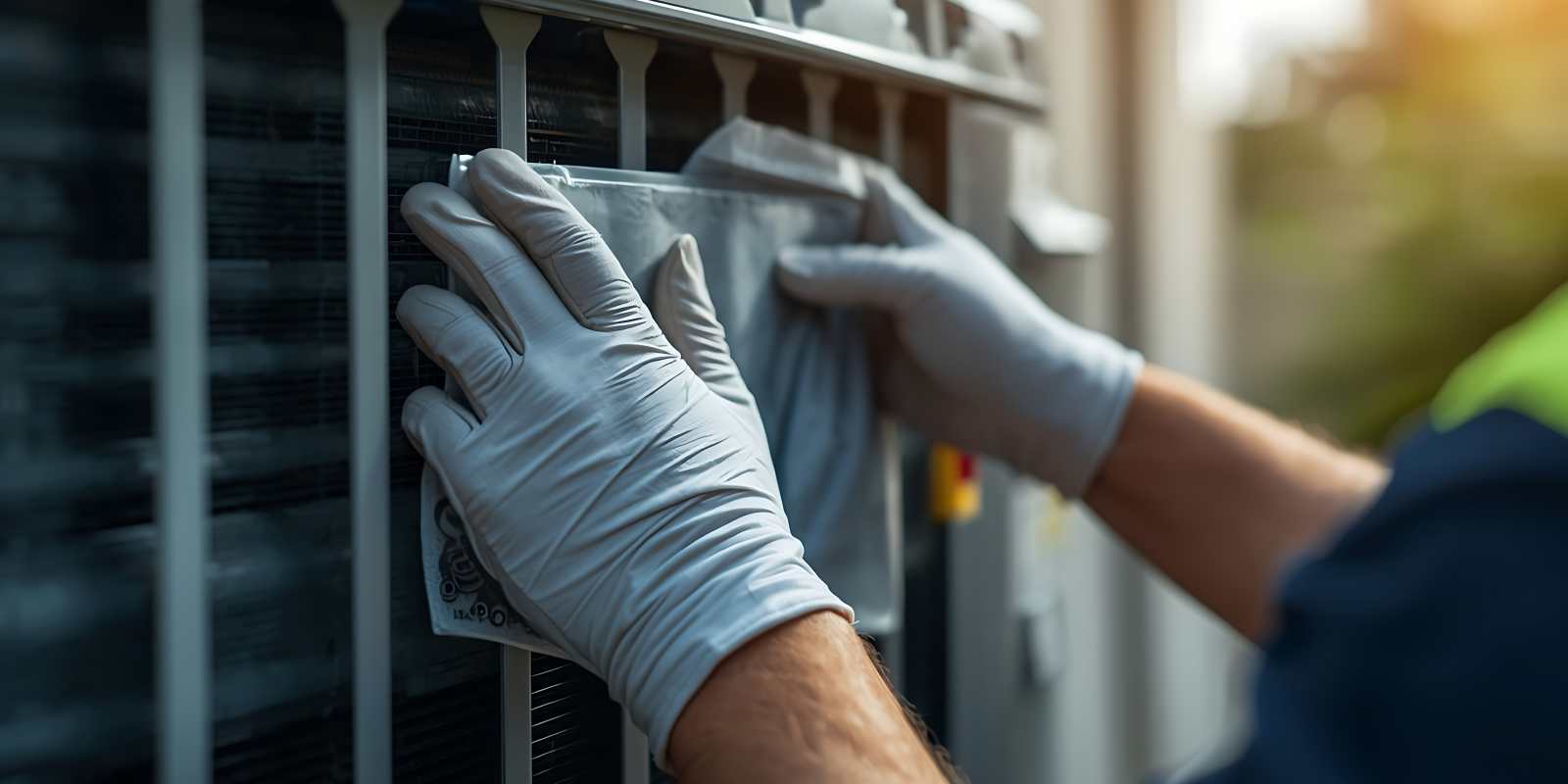HVAC Technician Installing High-Efficiency AC Condenser to Outdoor Unit