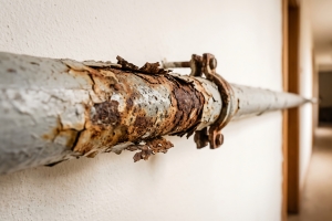 Heavily Corroded Metal Pipe in a Home with Rust Damage Requiring Urgent Replacement