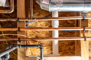 Residential Utility Room with New Pipelines for Gas and Water