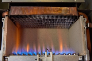 Gas Burning in a Furnace with Copper Heat Exchanger